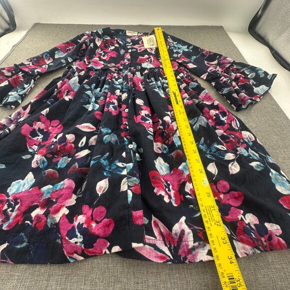 NEW! Bombay Paisley Babydoll Dress Womens XS Floral Navy‎ Blue Fusia 100% Cotton - Picture 7 of 16